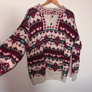 Vintage 90’s wool holiday chunky Knit Crewneck Sweater